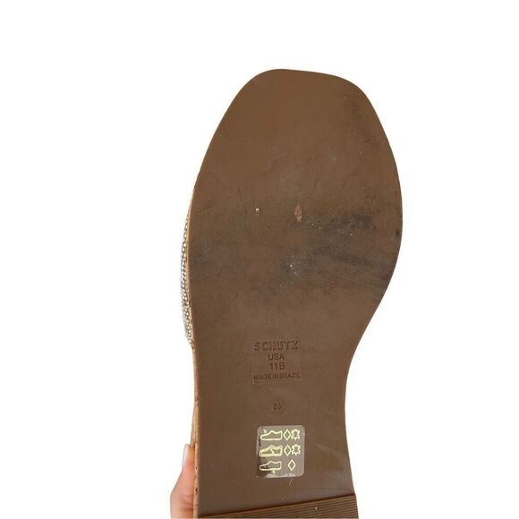 Schutz Women's Crystal Embellishments Open Toe Wedge Heels Sandal Size 11B - Picture 3 of 8